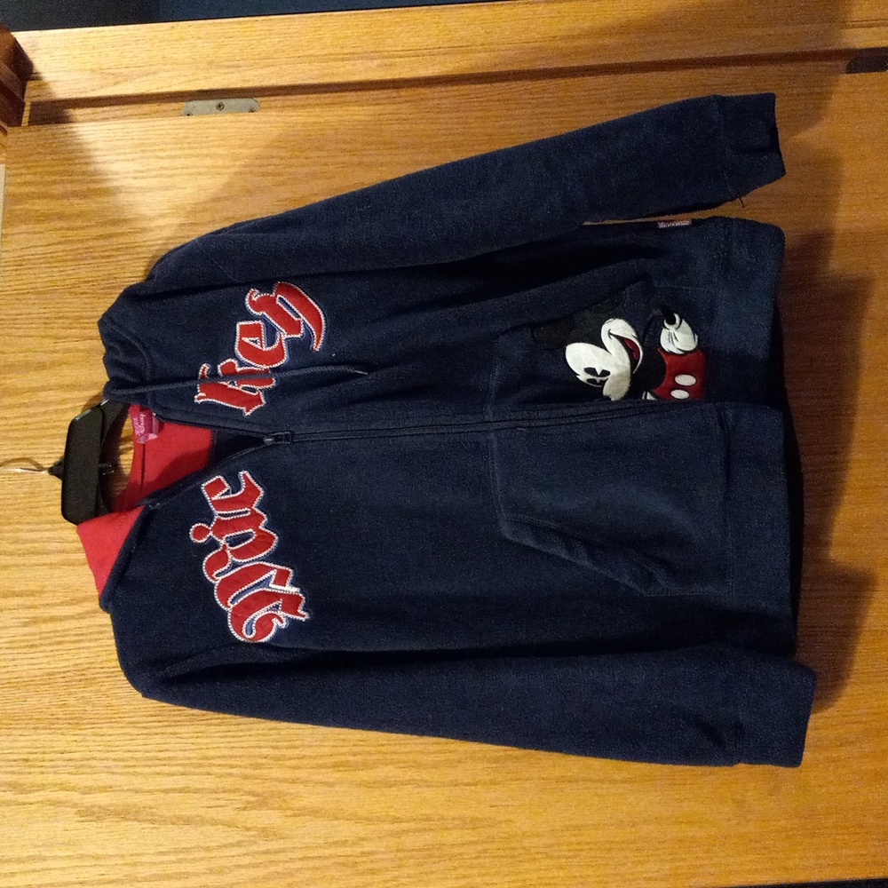 The wonderful world of disney mickey blue hooded 28 sweatshirt Missy medium 8/10
